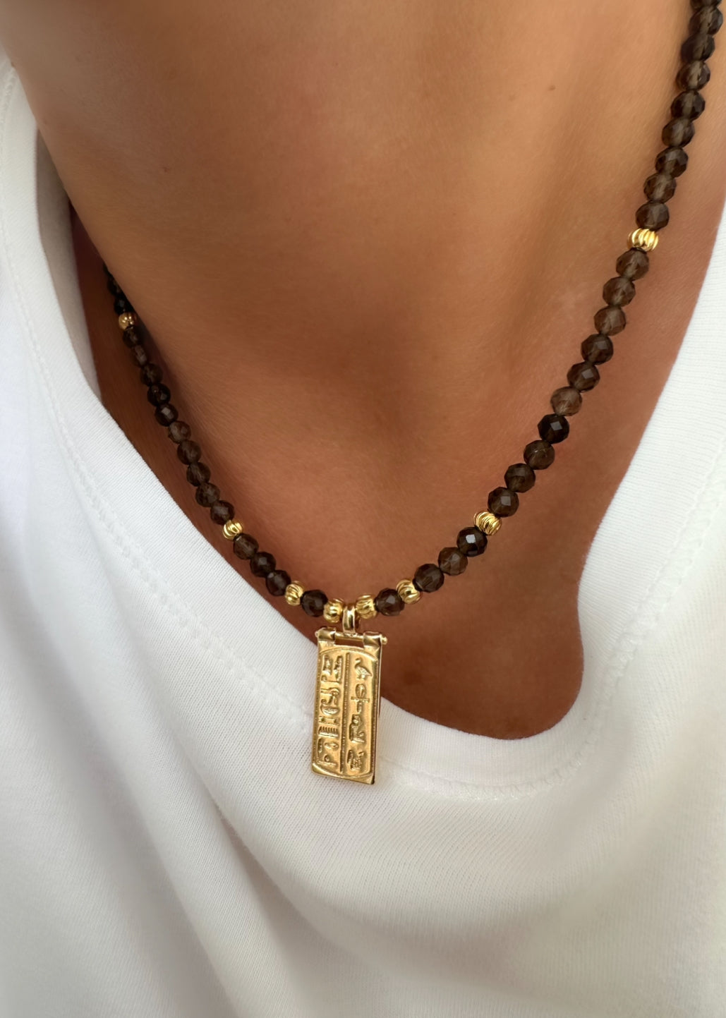 Pharaoh Stones Necklace (Smoky Quartz)