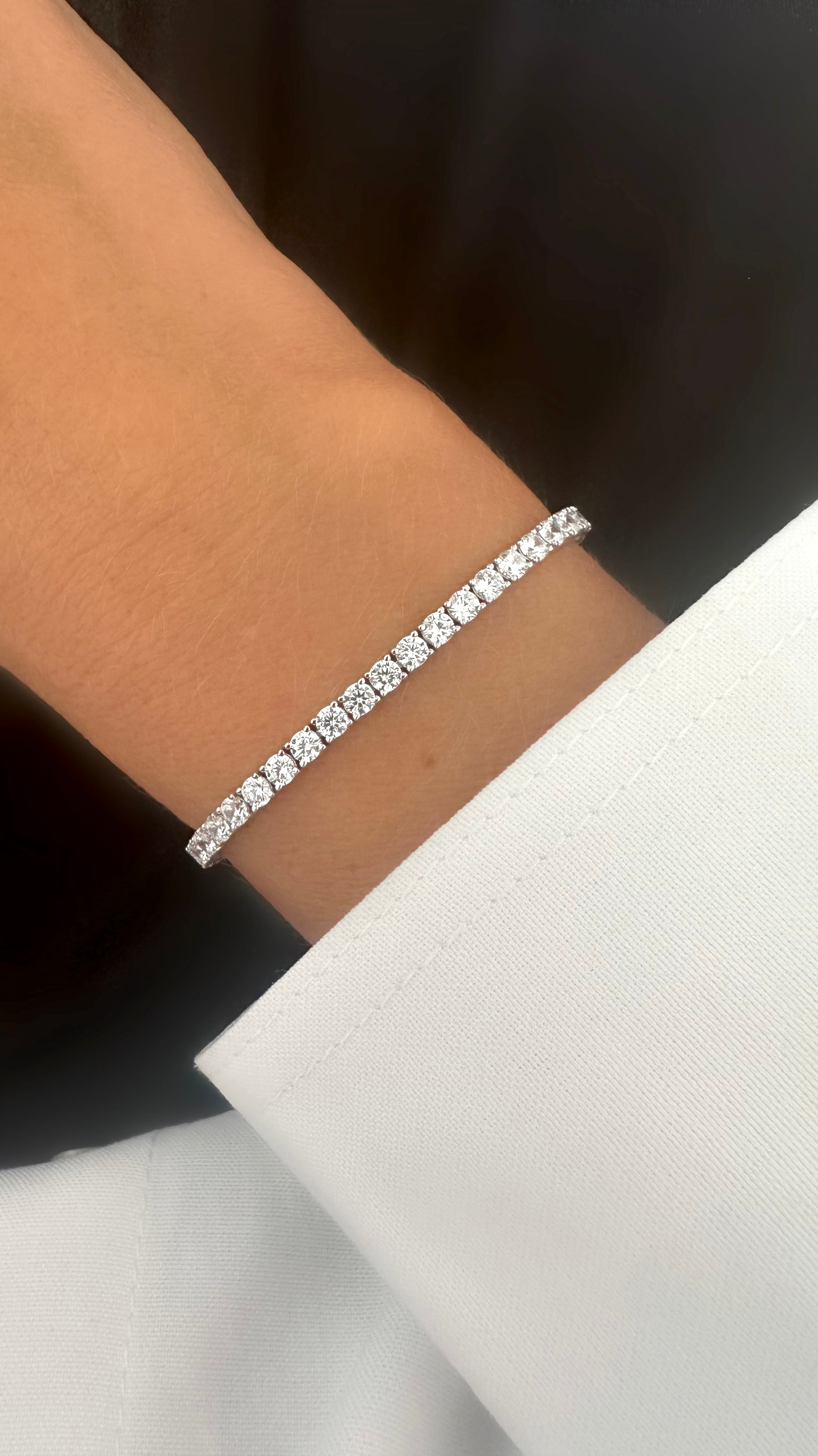 Classic Riviere Bracelet (3mm) (925 Silver)