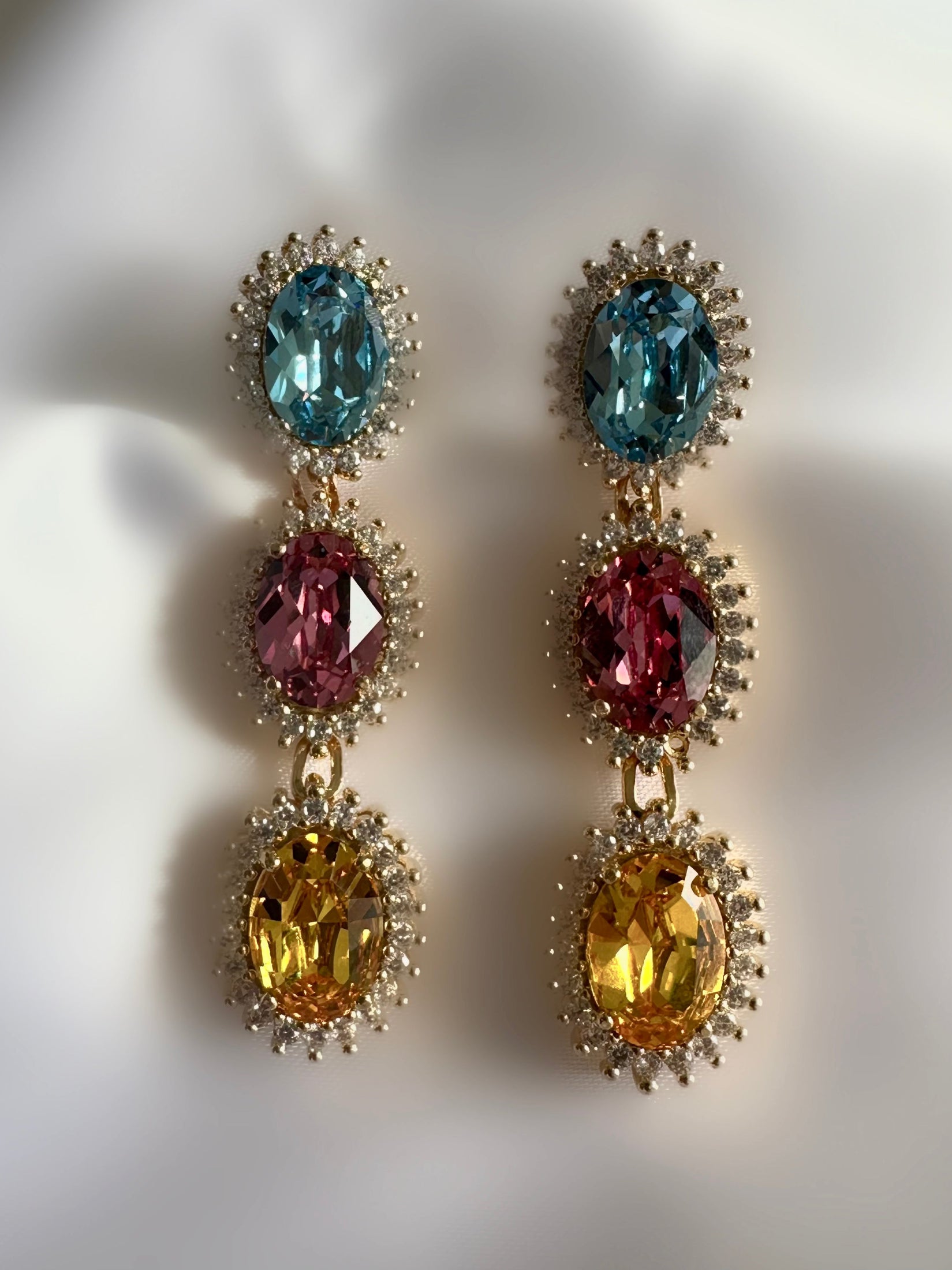 Triplet Marquise Earrings (Pastel)
