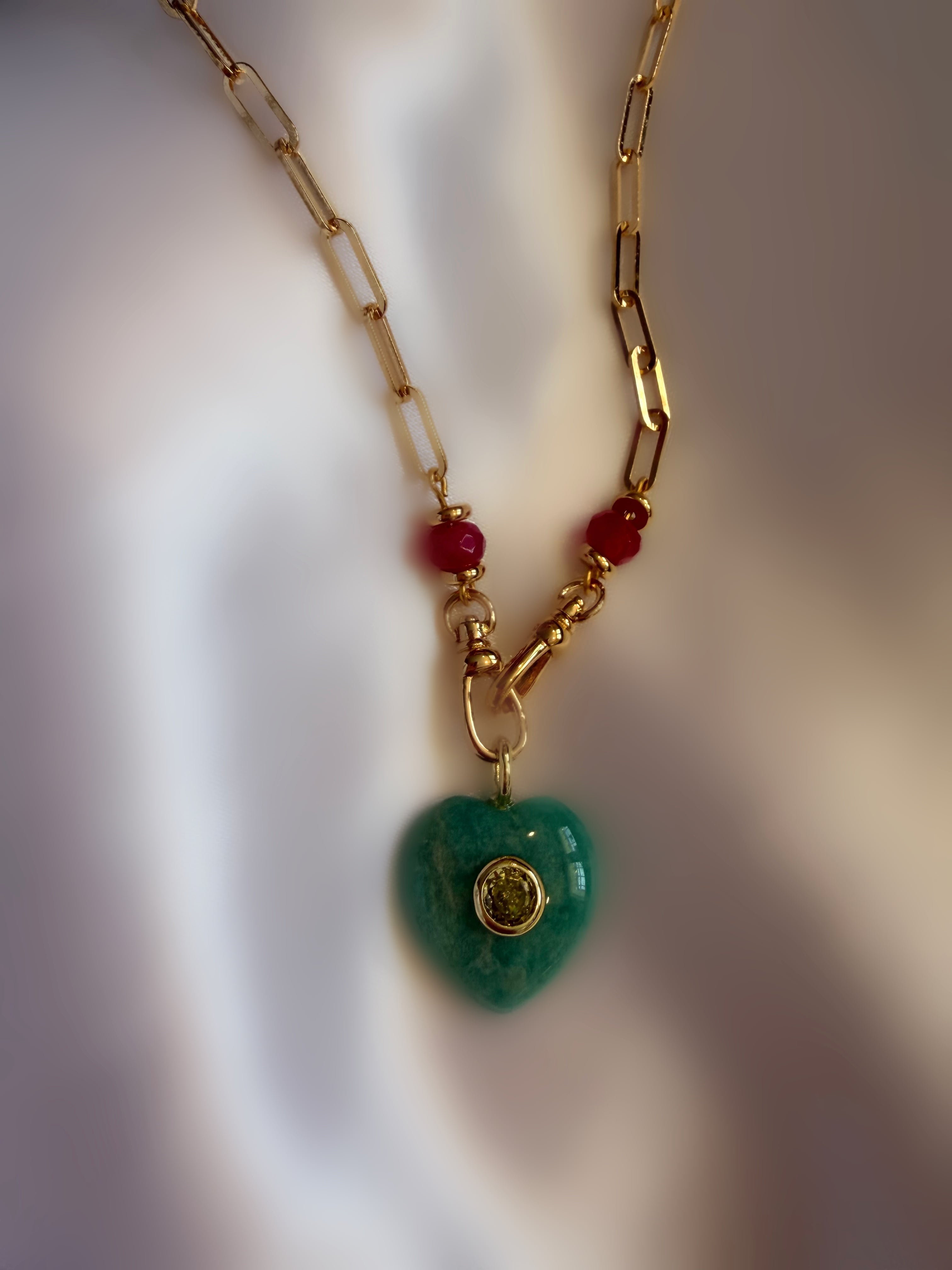 Stones Heart Necklace (Amazonite)