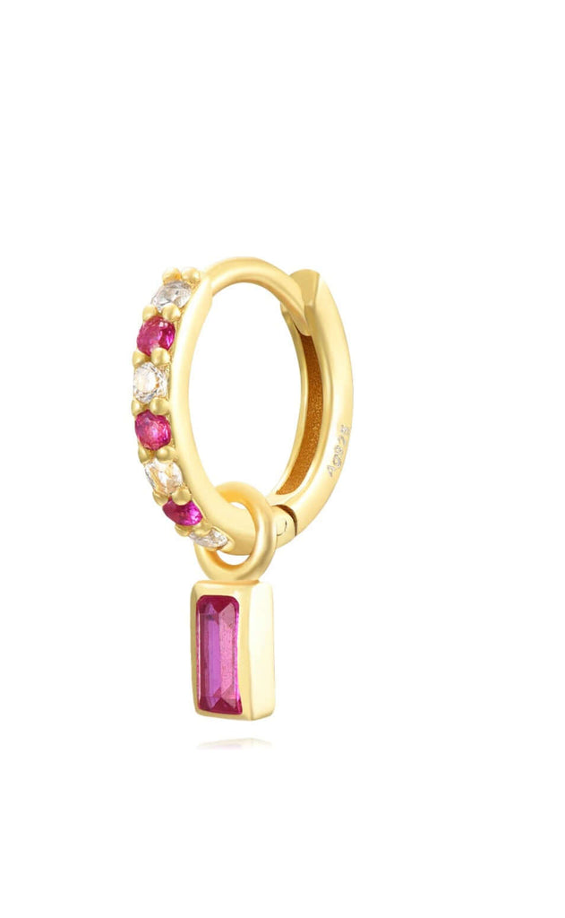 Le Marshand®  -  Joyería en plata 925, chapado en Oro 24K - Arito Petit Baguette (Rosa) - Diseños propios - Brazaletes, pulseras, collares y pendientes - Joyería online - Mallorca