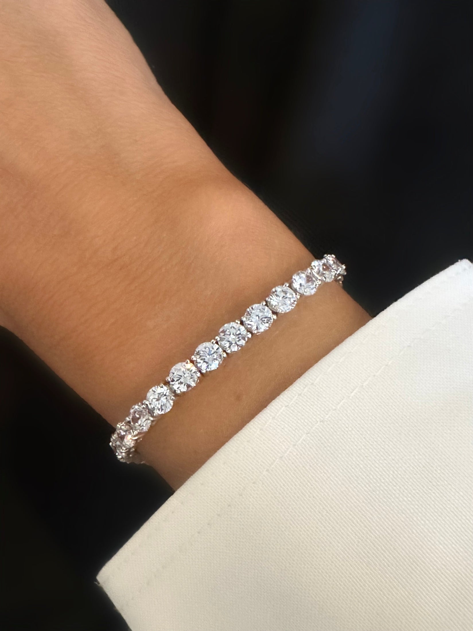 Classic Riviere Bracelet (5mm) (925 Silver)