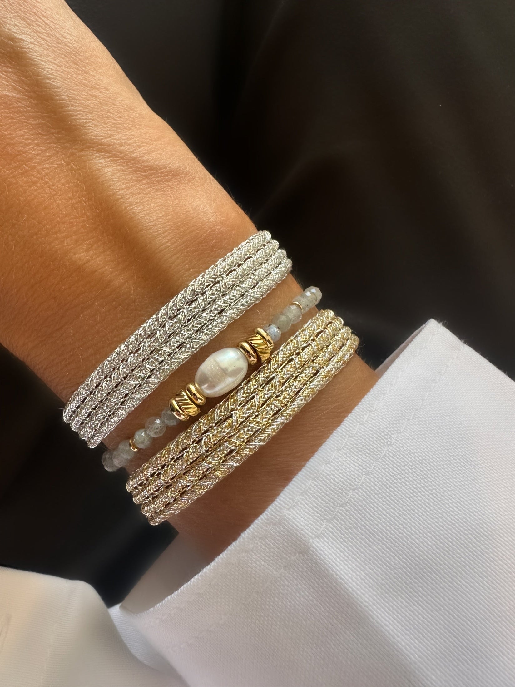  Stones Karma Bracelet (Labradorite & Natural Pearls)