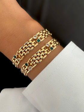 Brazalete Leoni Cristal Dots (Verde)