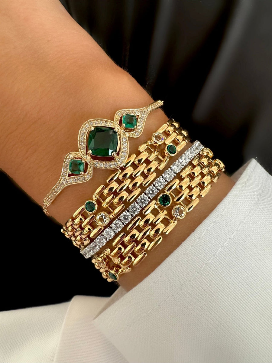 Brazalete Leoni Cristal Dots (Verde) - LE MARSHAND™