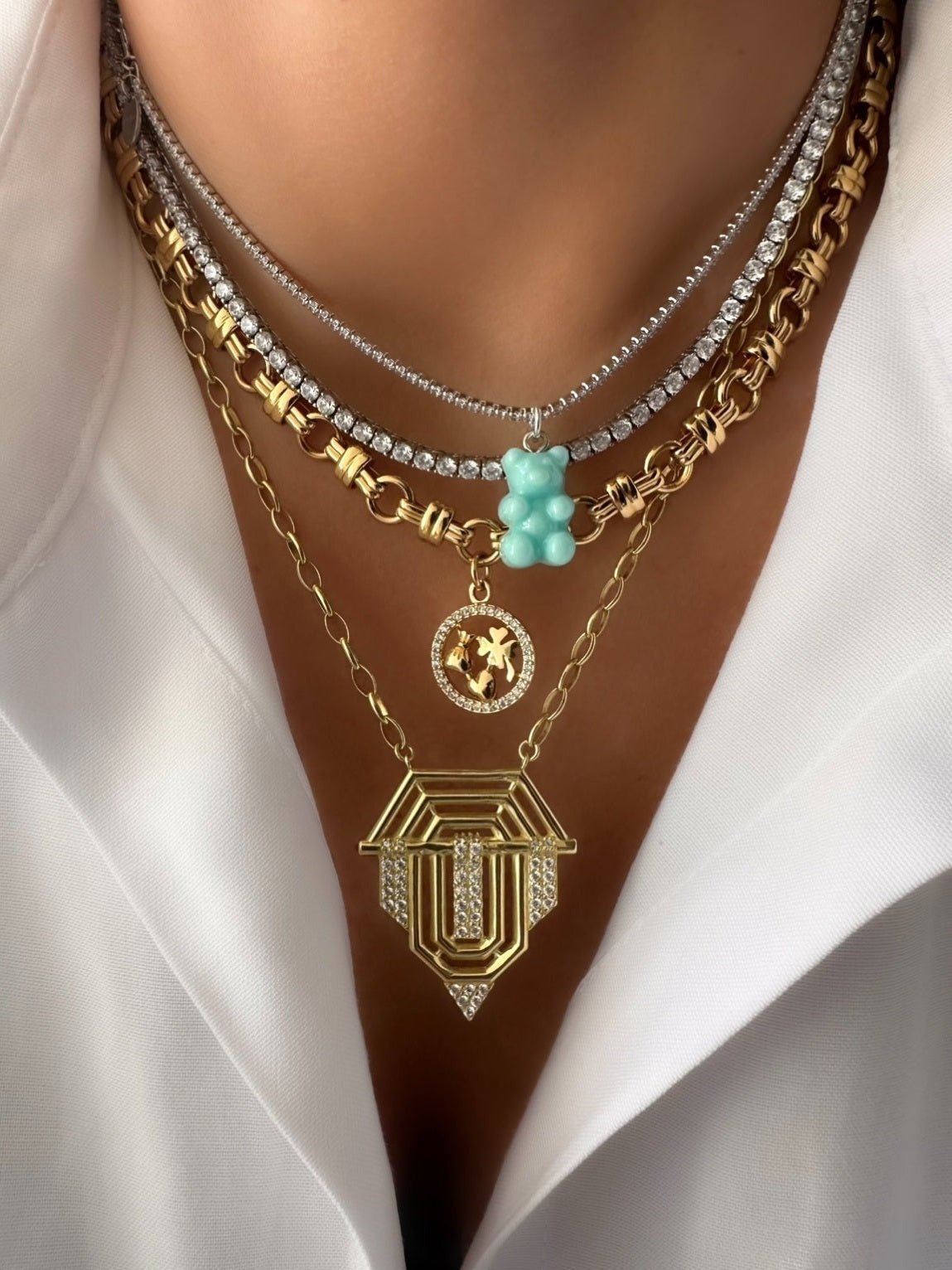 Collar Riviere Teddy (Blue) (Plata 925)