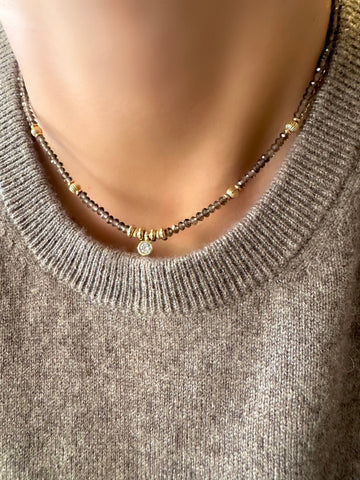 Collier Brigitte (Quartz fumé)