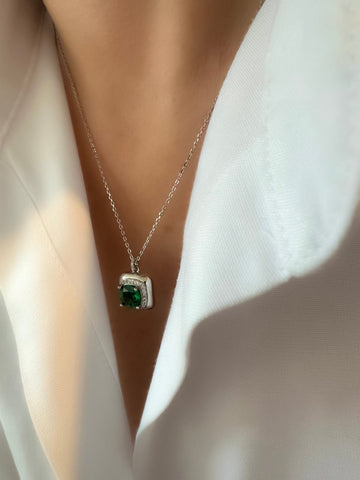 Collier Carly (Vert) (Argent 925) (RBJ*)