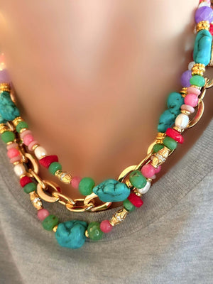 Messy Color Necklace (Natural Stones)