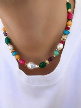 Collar Messy Pearl Blues (Piedras naturales)