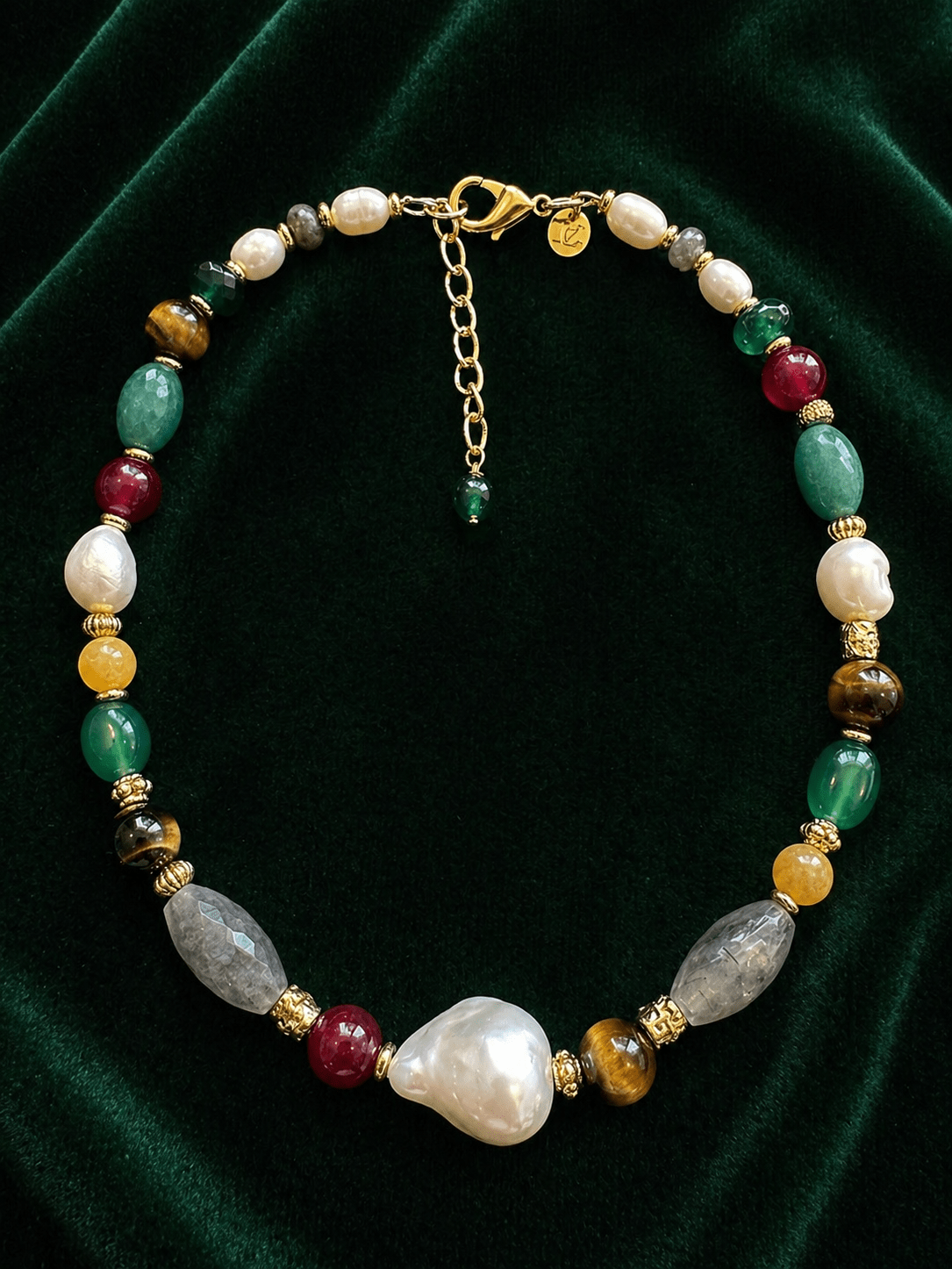 Collar Messy Pearl Tiger (Piedras naturales) - LE MARSHAND™