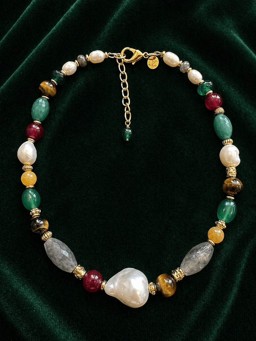 Collar Messy Pearl Tiger (Piedras naturales) - LE MARSHAND™