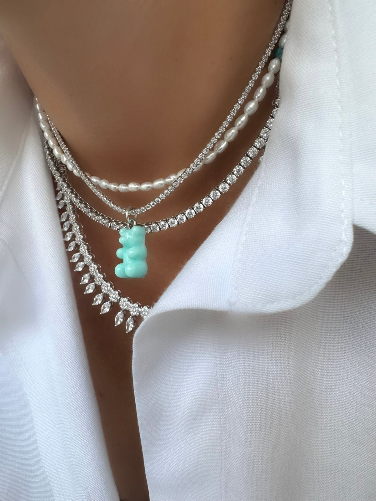 Collar Riviere Teddy (Blue) (Plata 925)