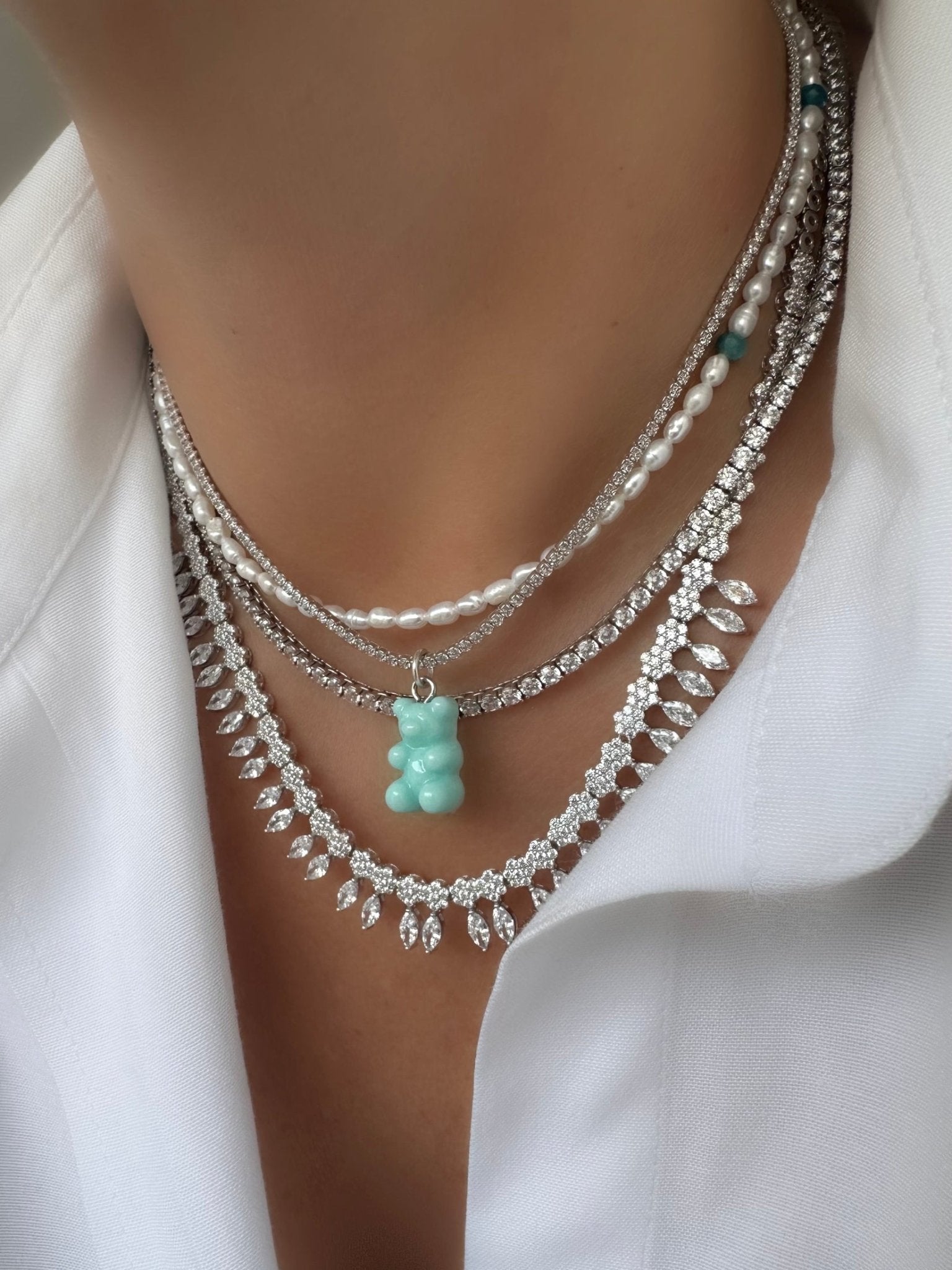 Collar Riviere Teddy (Blue) (Plata 925) - LE MARSHAND™