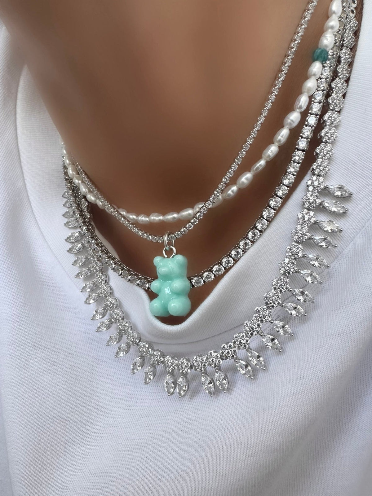 Collar Riviere Teddy (Blue) (Plata 925)