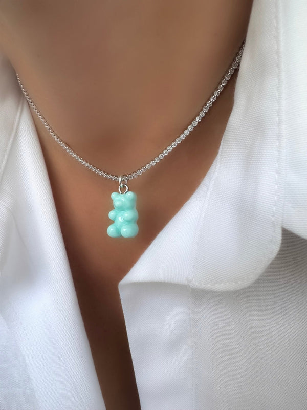 Riviere Teddy Blue Necklace (925 Sterling Silver)