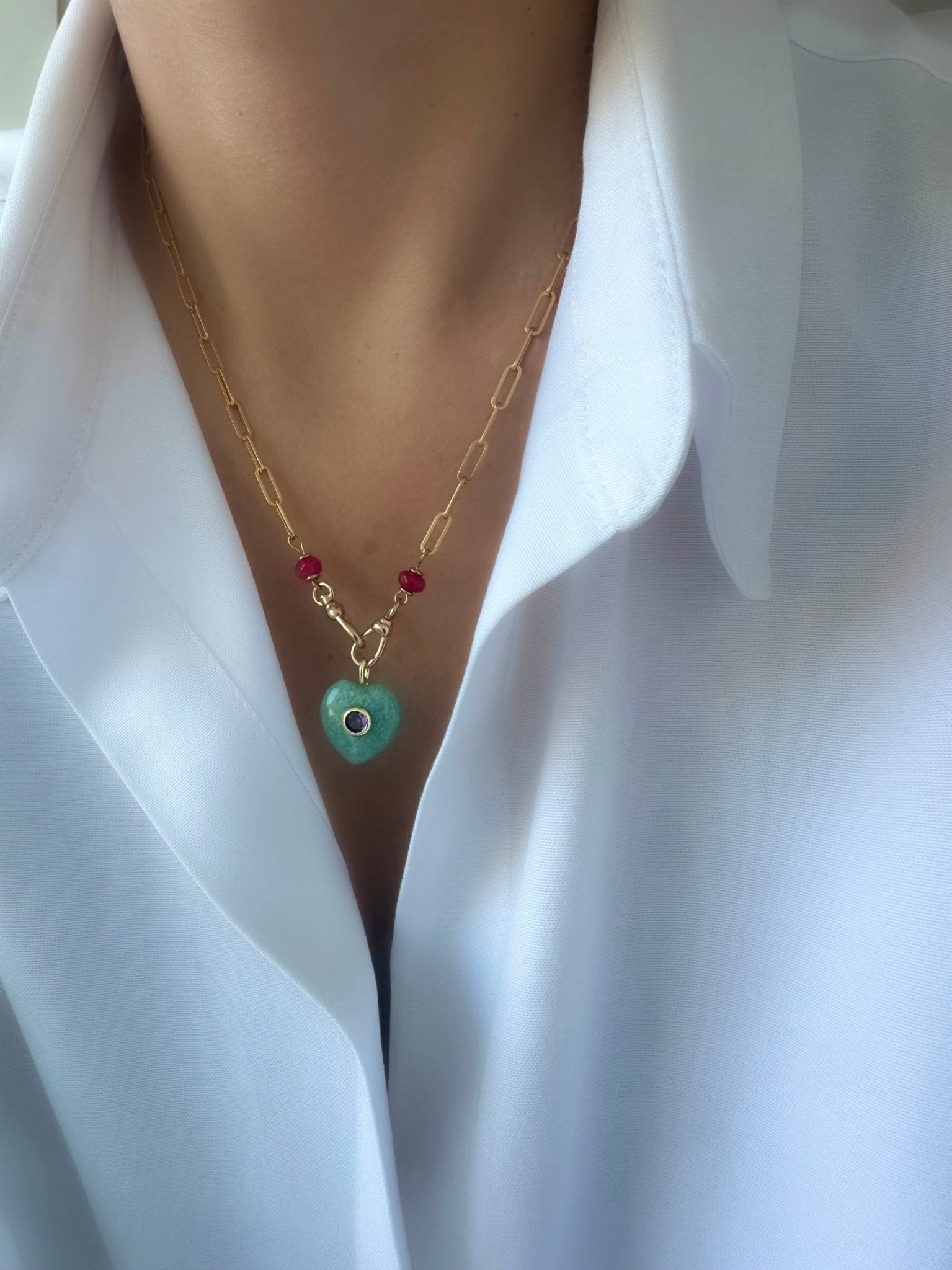 Collar Stone Heart (Amazonita) - LE MARSHAND™