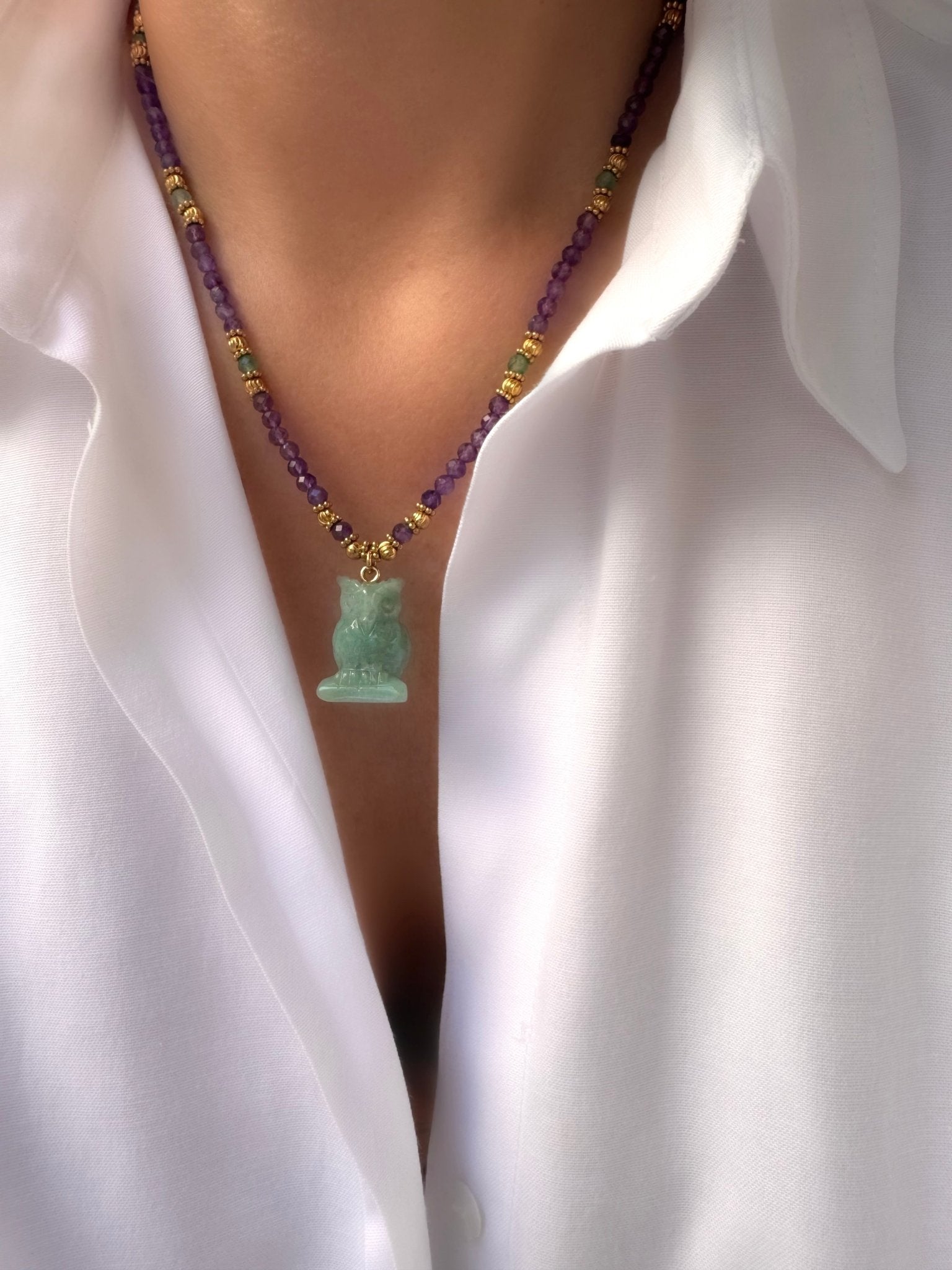 Collar Stones Buho (Amatista y Aventurina) - LE MARSHAND™