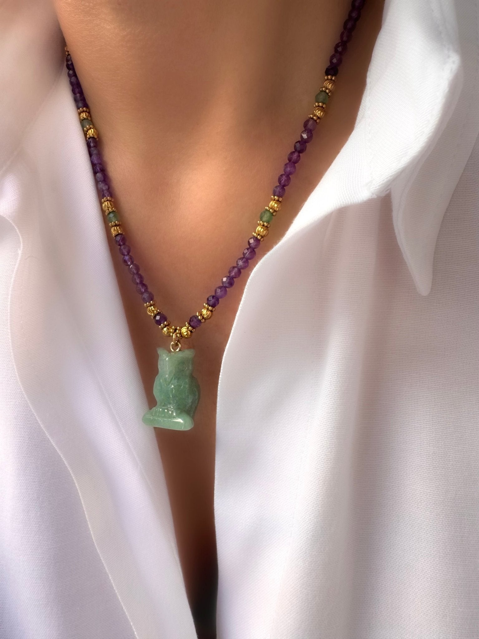 Collar Stones Buho (Amatista y Aventurina) - LE MARSHAND™