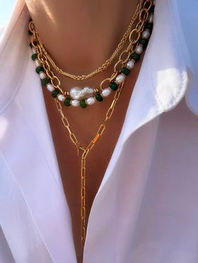 Collar Stones Collection Nº2 (Jade Verde y Perla)