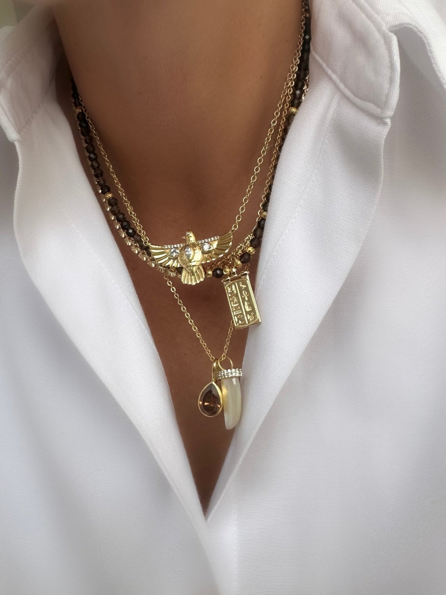 Collar Stones Faraón (Smoke Quartz) - LE MARSHAND™