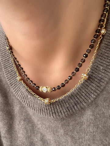 Collier Stones Gaia (Quartz brun)