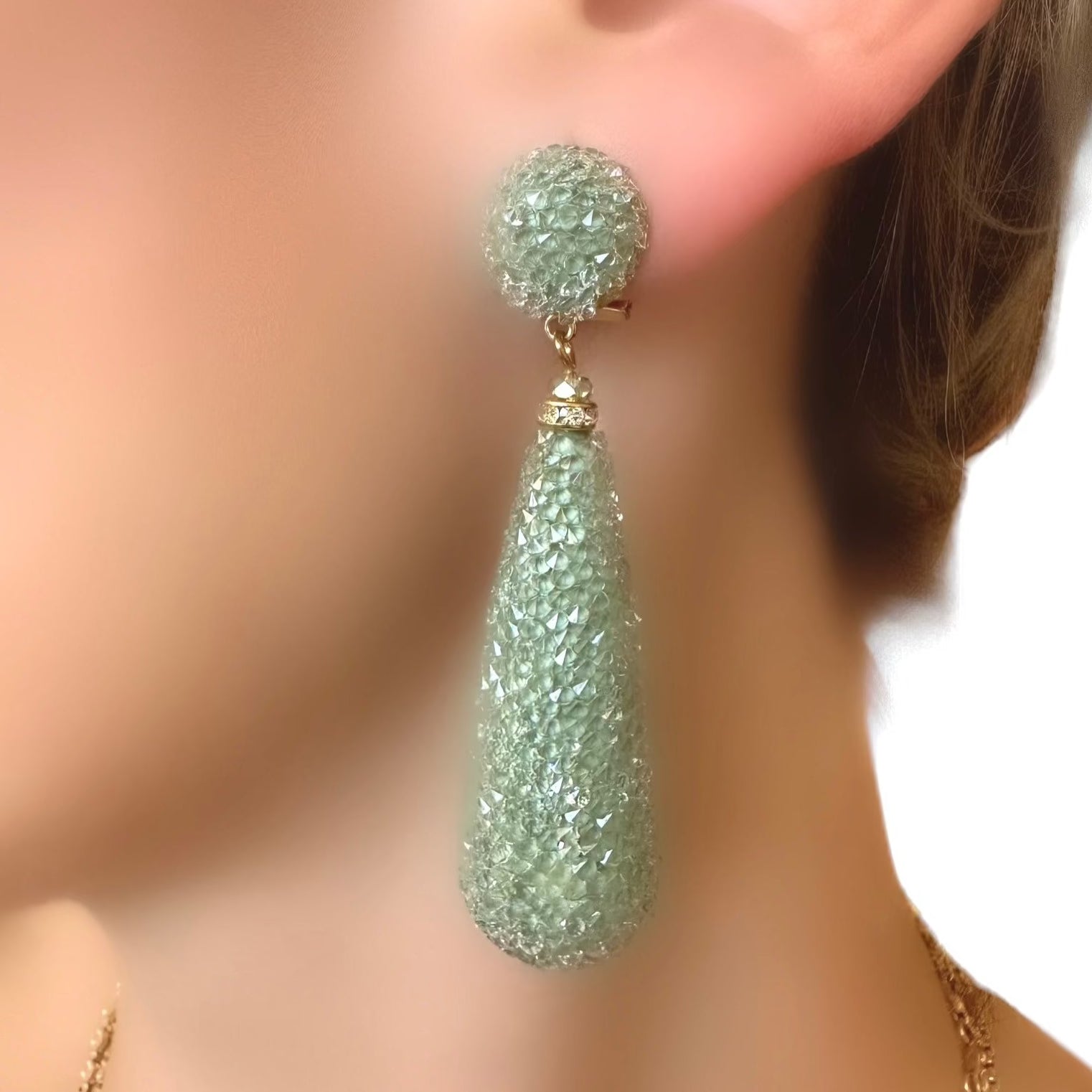Light green sale tassel earrings
