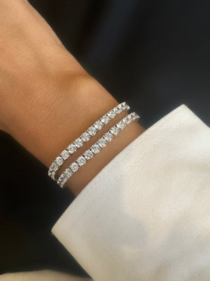 Classic Riviere Bracelet (4mm) (925 Silver)