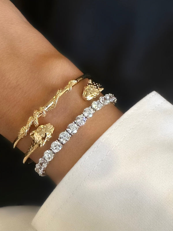 Classic Riviere Bracelet (5mm) (925 Silver)
