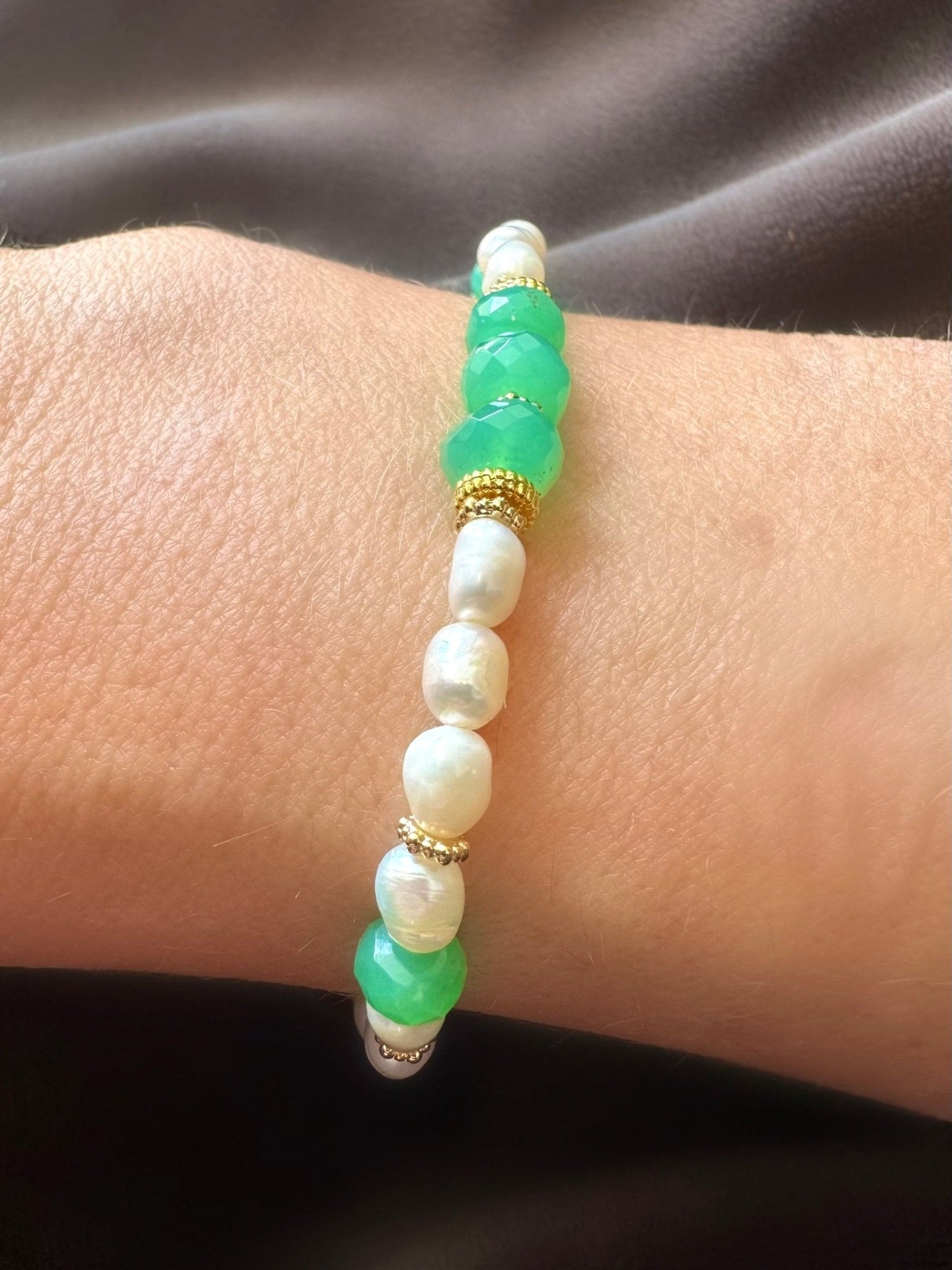 Pulsera Stones Crisol (Aventurina y perlas) - LE MARSHAND™