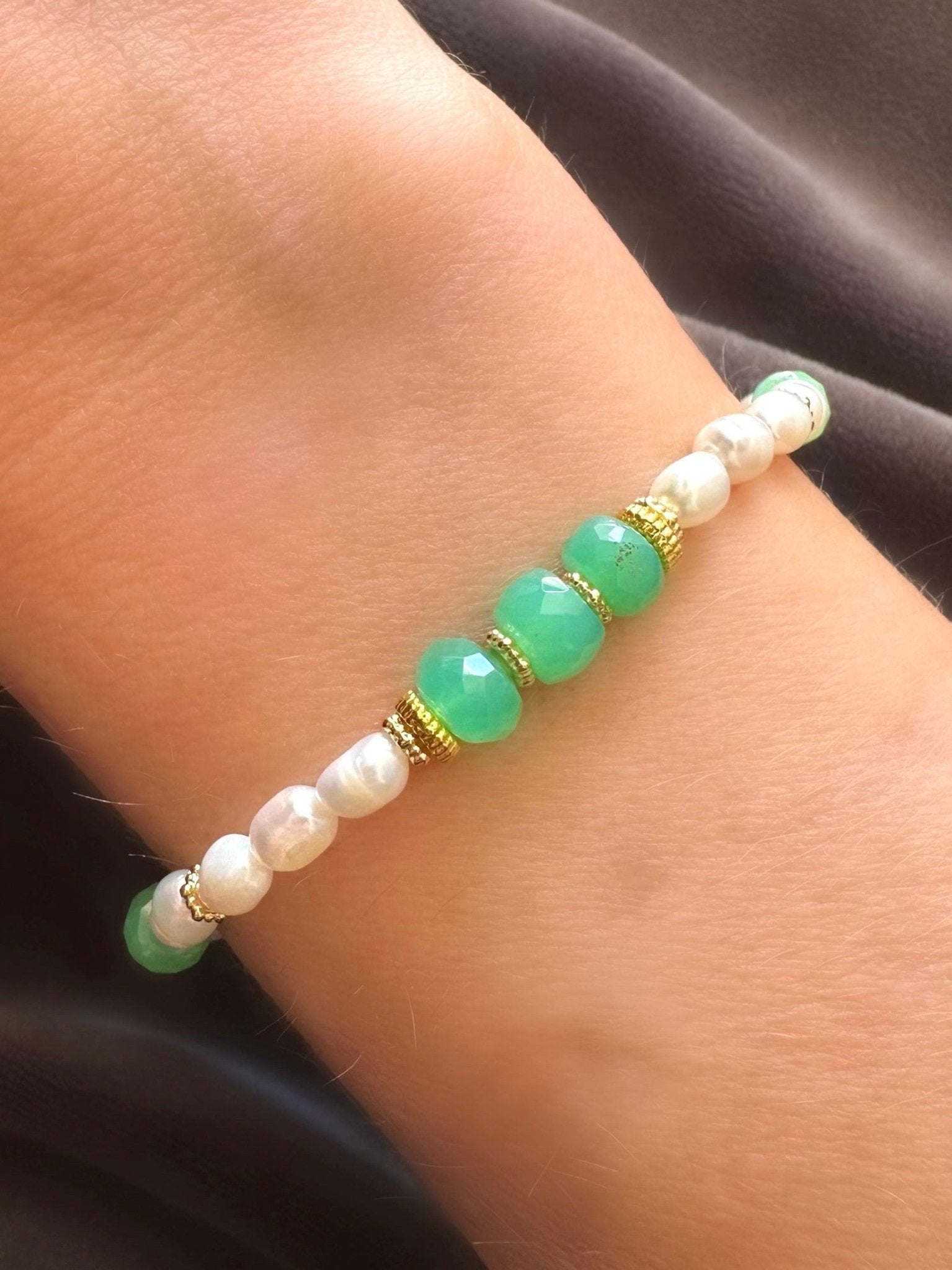 Pulsera Stones Crisol (Aventurina y perlas) - LE MARSHAND™