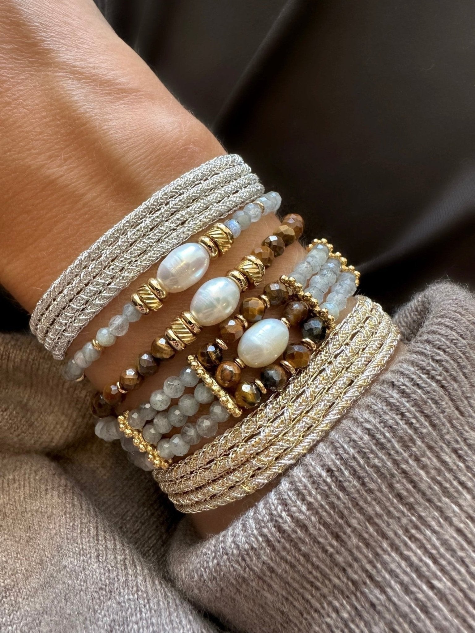 Pulsera Stones Full Karma (Labradorita y Ojo de Tigre) - LE MARSHAND™