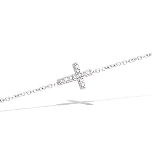 Le Marshand®  -  Joyería en plata 925, chapado en Oro 24K - Pulsera Thin Mini Cruz (Plata 925) - Diseños propios - Brazaletes, pulseras, collares y pendientes - Joyería online - Mallorca