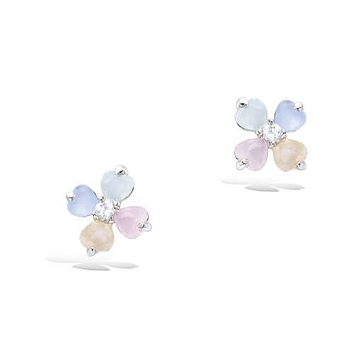 Le Marshand®  -  Joyería en plata 925, chapado en Oro 24K - Pendientes Niña Flor pastel (Plata 925) - Diseños propios - Brazaletes, pulseras, collares y pendientes - Joyería online - Mallorca
