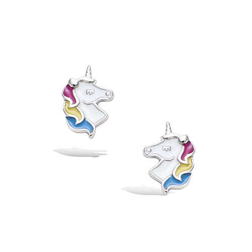 Le Marshand®  -  Joyería en plata 925, chapado en Oro 24K - Pendientes Niña Cabeza de Unicornio (Plata 925) - Diseños propios - Brazaletes, pulseras, collares y pendientes - Joyería online - Mallorca