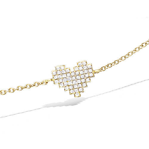 Le Marshand®  -  Joyería en plata 925, chapado en Oro 24K - Pulsera Thin corazón pixelado - Diseños propios - Brazaletes, pulseras, collares y pendientes - Joyería online - Mallorca