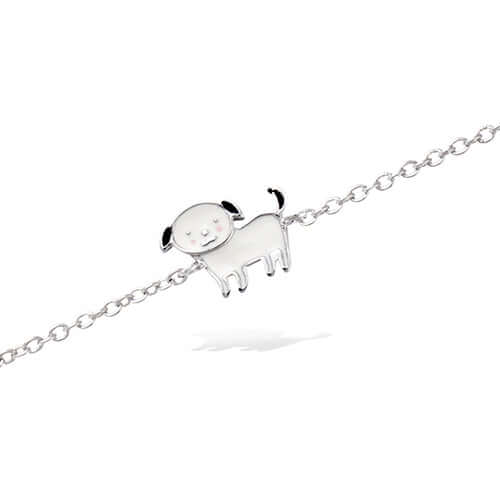 Le Marshand®  -  Joyería en plata 925, chapado en Oro 24K - Pulsera Niña Perrito (Plata 925) - Diseños propios - Brazaletes, pulseras, collares y pendientes - Joyería online - Mallorca