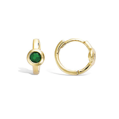 Le Marshand®  -  Joyería en plata 925, chapado en Oro 24K - Arito Piedra circular verde - Diseños propios - Brazaletes, pulseras, collares y pendientes - Joyería online - Mallorca