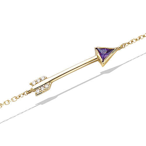 Le Marshand®  -  Joyería en plata 925, chapado en Oro 24K - Pulsera Thin Flecha Lila - Diseños propios - Brazaletes, pulseras, collares y pendientes - Joyería online - Mallorca