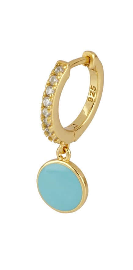 Le Marshand®  -  Joyería en plata 925, chapado en Oro 24K - Arito Medallita azul - Diseños propios - Brazaletes, pulseras, collares y pendientes - Joyería online - Mallorca