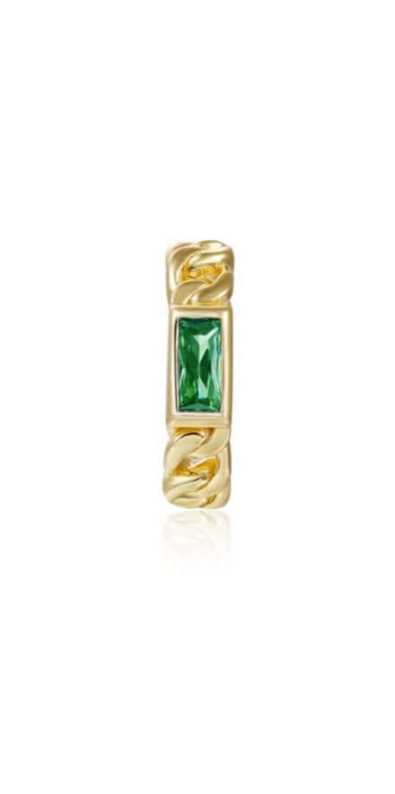 Le Marshand®  -  Joyería en plata 925, chapado en Oro 24K - Cuff Solitario verde - Diseños propios - Brazaletes, pulseras, collares y pendientes - Joyería online - Mallorca