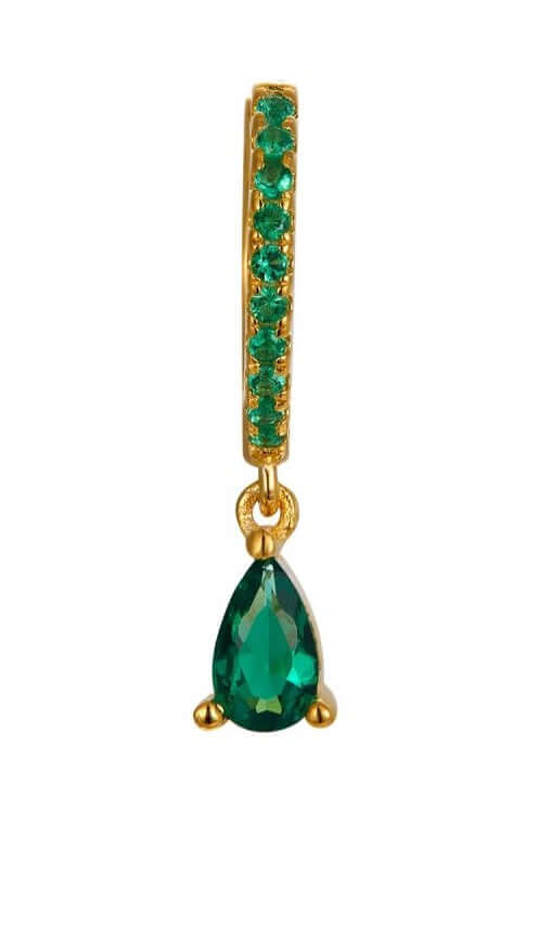 Le Marshand®  -  Joyería en plata 925, chapado en Oro 24K - Arito Gota Circ Verde - Diseños propios - Brazaletes, pulseras, collares y pendientes - Joyería online - Mallorca