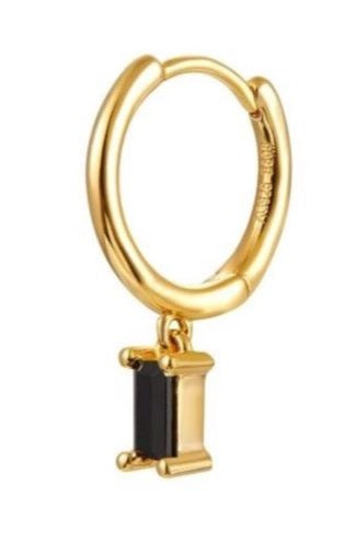 Le Marshand®  -  Joyería en plata 925, chapado en Oro 24K - Arito Baguette Negro - Diseños propios - Brazaletes, pulseras, collares y pendientes - Joyería online - Mallorca