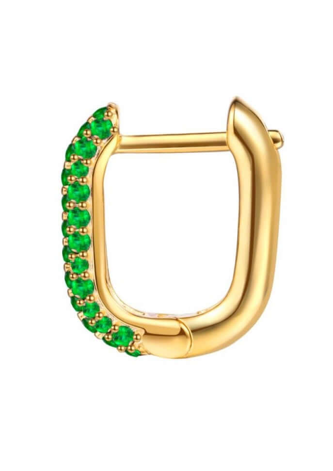 Le Marshand®  -  Joyería en plata 925, chapado en Oro 24K - Arito Mini Circ Q Verde - Diseños propios - Brazaletes, pulseras, collares y pendientes - Joyería online - Mallorca