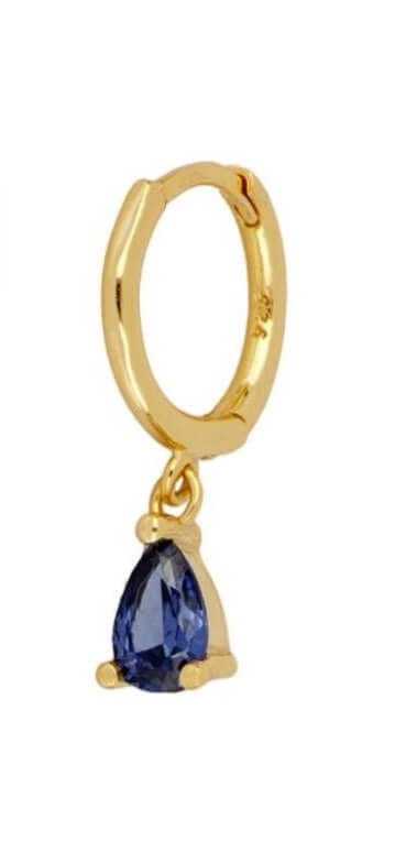 Le Marshand®  -  Joyería en plata 925, chapado en Oro 24K - Arito Gota Azul marino - Diseños propios - Brazaletes, pulseras, collares y pendientes - Joyería online - Mallorca