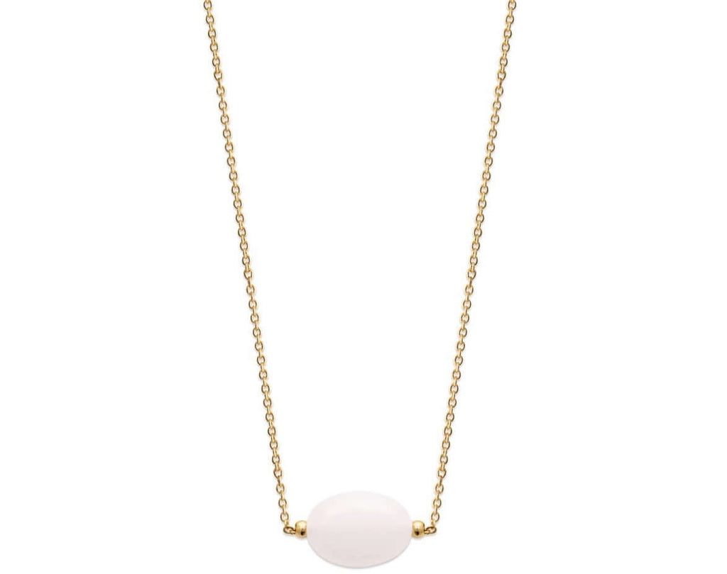 Le Marshand®  -  Joyería en plata 925, chapado en Oro 24K - Collar Stone Blanco (Cuarzo)(RBJ) - Diseños propios - Brazaletes, pulseras, collares y pendientes - Joyería online - Mallorca