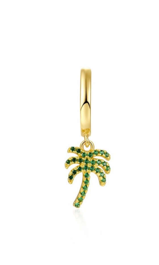 Le Marshand®  -  Joyería en plata 925, chapado en Oro 24K - Arito Palmera verde - Diseños propios - Brazaletes, pulseras, collares y pendientes - Joyería online - Mallorca