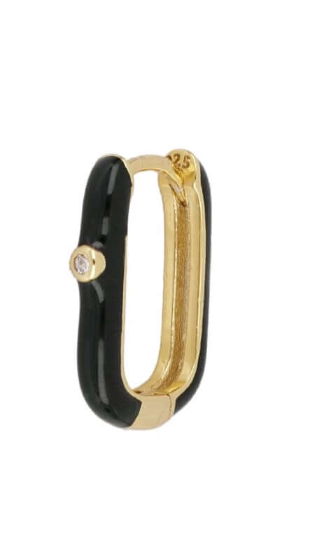 Le Marshand®  -  Joyería en plata 925, chapado en Oro 24K - Arito Mini Q negro - Diseños propios - Brazaletes, pulseras, collares y pendientes - Joyería online - Mallorca