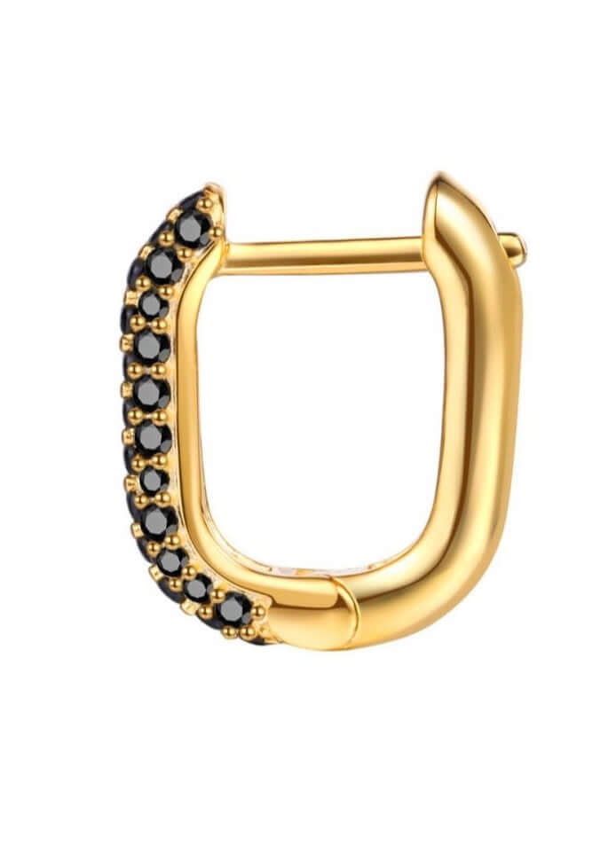 Le Marshand®  -  Joyería en plata 925, chapado en Oro 24K - Arito Mini Circ Q Negro - Diseños propios - Brazaletes, pulseras, collares y pendientes - Joyería online - Mallorca