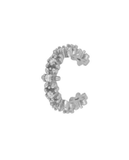 Le Marshand®  -  Joyería en plata 925, chapado en Oro 24K - Cuff Flor Circonitas  (Plata) - Diseños propios - Brazaletes, pulseras, collares y pendientes - Joyería online - Mallorca